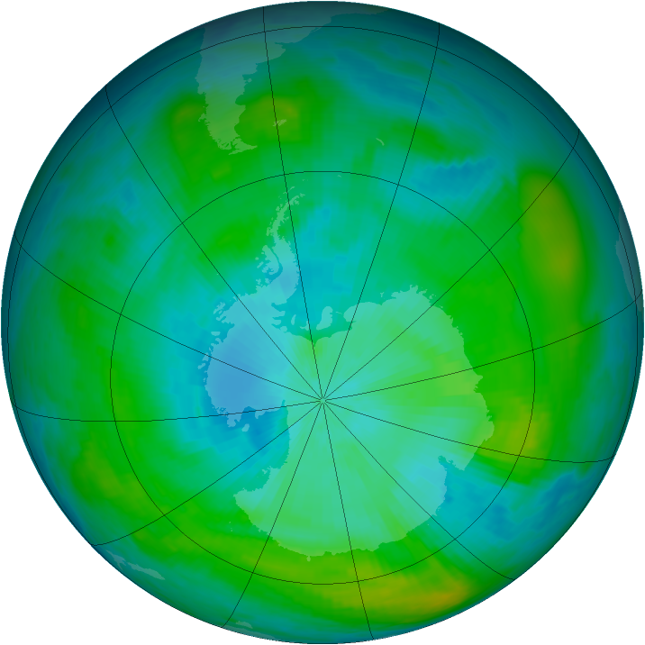 Antarctic ozone map for 12 February 1982